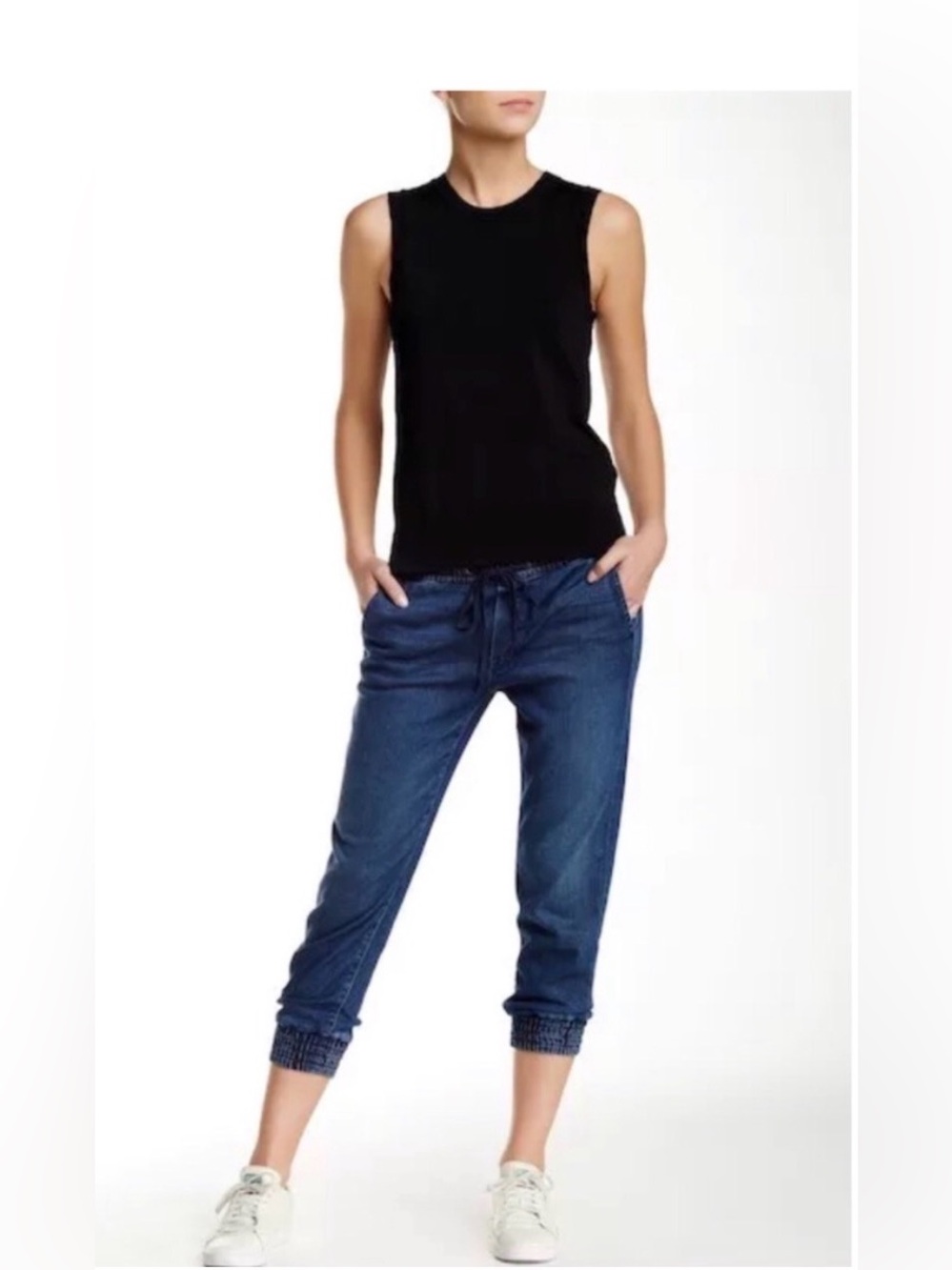 MOTHER Drawstring Crop Trainer Jeans Jogger Pants